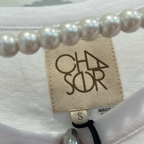 Chaser Brand Classic White Long Sleeve Women’s T-shirt size small new w tags - Picture 2 of 5